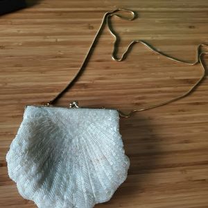 Vintage beaded ivory wedding purse